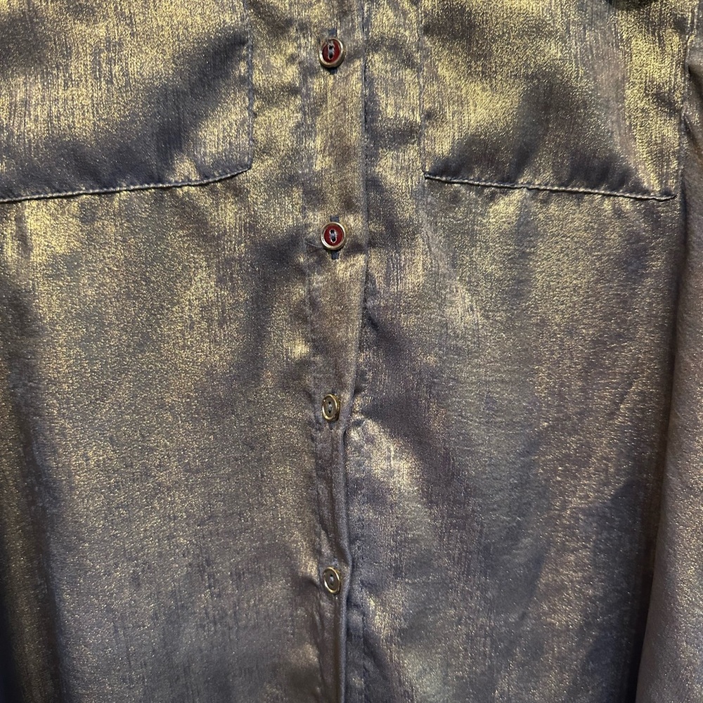 Y2K Vibes Sara Michelle Metallic Button Down Shirt Small - Picture 3 of 7